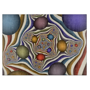 Tabla De Cortar Arte abstracto fractal moderno y colorido que vuel
