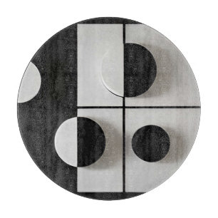 Tabla De Cortar Arte abstracto geométrico minimalista en blanco y 