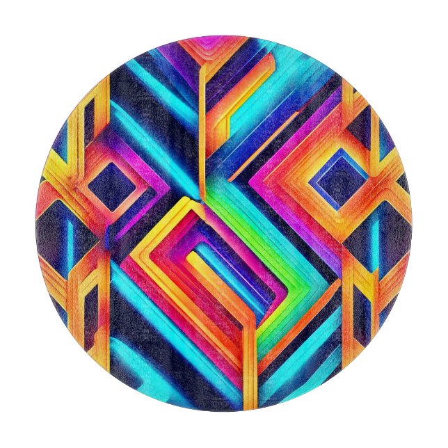 Tabla De Cortar Arte abstracto geométrico neón (Anverso)