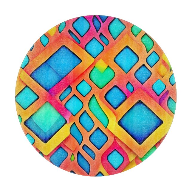 Tabla De Cortar Arte abstracto geométrico vibrante (Anverso)