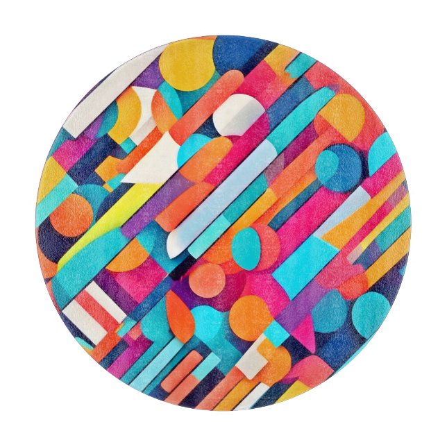 Tabla De Cortar Arte abstracto geométrico vibrante (Anverso)