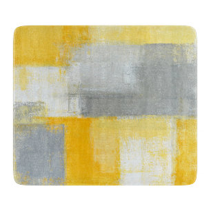 Tabla De Cortar Arte abstracto gris y amarillo "disimulado"