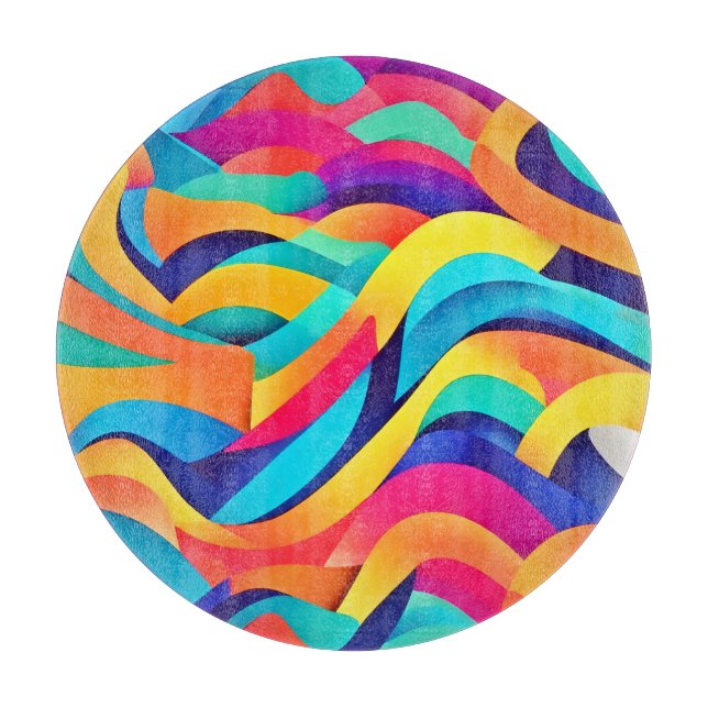 Tabla De Cortar Arte abstracto ondulado vibrante (Anverso)