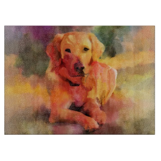 Tabla De Cortar Arte acuarela de perro de Golden Retriever (Anverso)