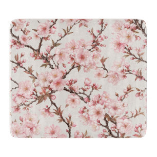 Tabla De Cortar Arte botánico de flor de cerezo aireado
