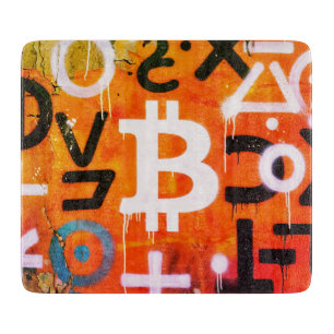 Tabla De Cortar Arte Callejero "Bitcoin Graffiti" (Estilo #6)