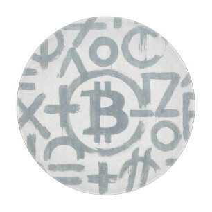 Tabla De Cortar Arte Callejero Bitcoin (Pintura Blanca No. 2)