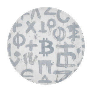 Tabla De Cortar Arte Callejero Bitcoin (Pintura Blanca No. 4)