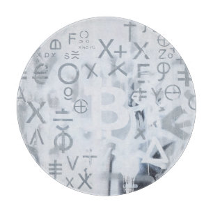 Tabla De Cortar Arte Callejero Bitcoin (Pintura Blanca No. 5)