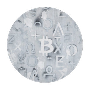 Tabla De Cortar Arte Callejero Bitcoin (Pintura Blanca No. 7)