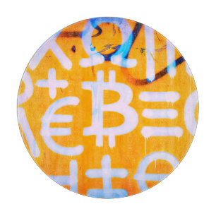 Tabla De Cortar Arte Callejero de Bitcoin (Pintura Naranja No. 1)
