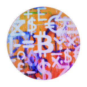 Tabla De Cortar Arte Callejero de Bitcoin (Pintura Naranja No. 2)