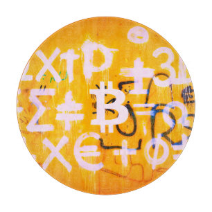 Tabla De Cortar Arte Callejero de Bitcoin (Pintura Naranja No. 5)