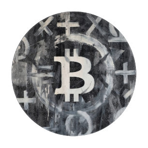 Tabla De Cortar Arte Callejero de Moneda Bitcoin (Pintura Negra No