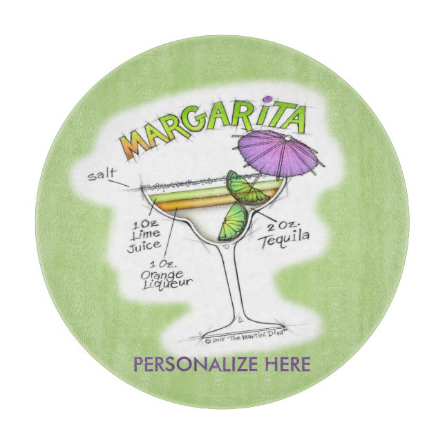 TABLA DE CORTAR ARTE CÓCTEL DE LA RECETA MARGARITA (Anverso)