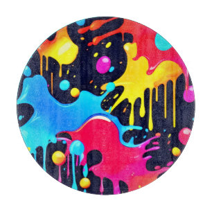 Tabla De Cortar Arte colorido de pintura de neón