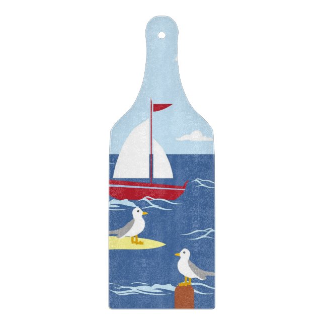 Tabla De Cortar Arte Cute Bote Marítimo (Anverso)