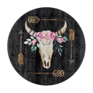 Tabla De Cortar Arte de acuarela de cráneo de ciervo bohemio