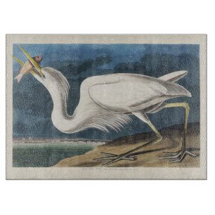 Tabla De Cortar Arte de ave Garza Blanca de Audubon vintage