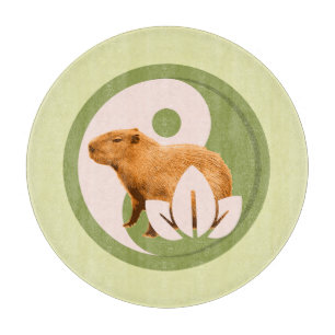 Tabla De Cortar Arte de capybara zen yin yang naturaleza pacífica
