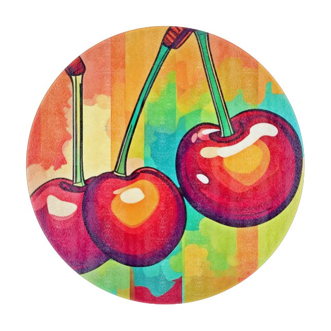 Tabla De Cortar Arte de Cereza Vibrante (Anverso)