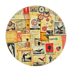 Tabla De Cortar Arte de Collage de Papel Antiguo