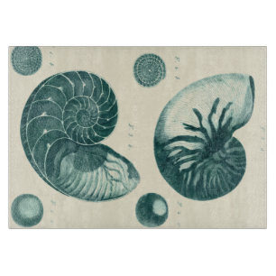 Tabla De Cortar Arte de conchas rojas y verdes