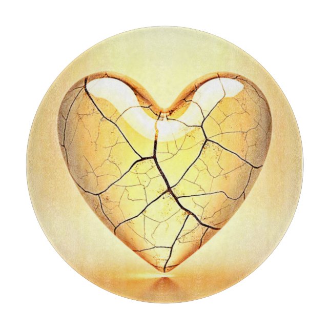 Tabla De Cortar Arte de Corazón Agrietado Dorado (Anverso)