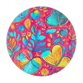 Tabla De Cortar Arte de Corazón Floral Vibrante