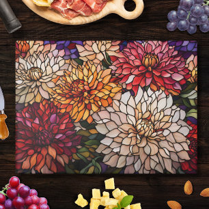 Tabla De Cortar Arte de Dalia de Vidrio Teñido