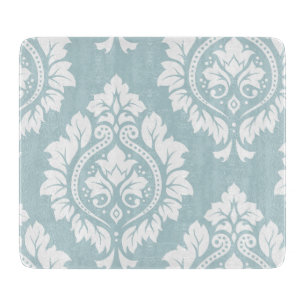 Tabla De Cortar Arte de Damasco Decorativo I Blanco sobre Azul de 