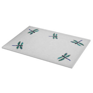 Tabla De Cortar Arte de Dragonfly turquesa