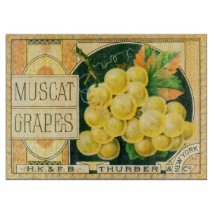 Tabla De Cortar Arte de etiqueta de caja de frutas vintage, uvas M