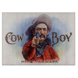 Tabla De Cortar Arte de etiqueta de cigarro vintage, vaquero da en