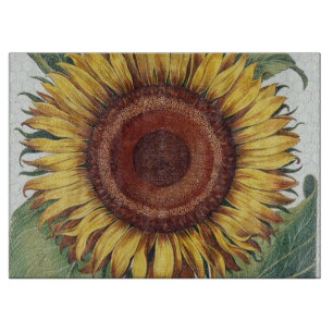 Tabla De Cortar Arte de Flor de Damasco Vintage Girasol