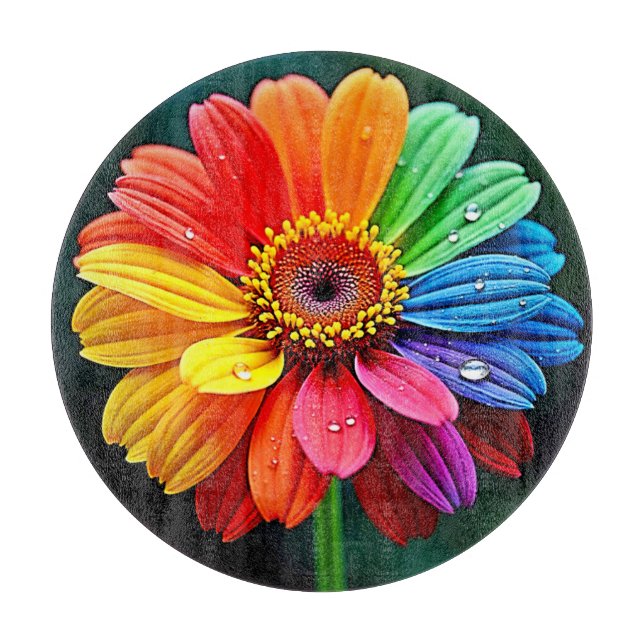 Tabla De Cortar Arte de Flor de Pétalo de Arcoíris (Anverso)