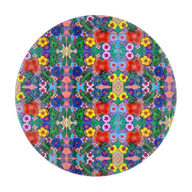 Tabla De Cortar Arte de flores luminosas abstractas (Anverso)