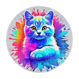 Tabla De Cortar Arte de Gato Colorido