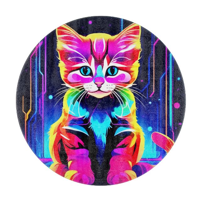 Tabla De Cortar Arte de gato vibrante (Anverso)