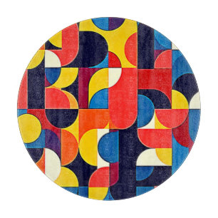 Tabla De Cortar Arte de geometría de bloque de color retro