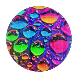 Tabla De Cortar Arte de gotas de agua de neón brillantes