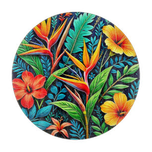Tabla De Cortar Arte de Hojas Tropicales en Flor