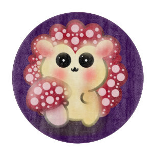 Tabla De Cortar Arte de hongo rojo Kawaii lindo erizo seta