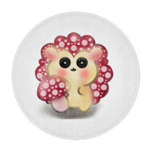 Tabla De Cortar Arte de hongo rojo Kawaii lindo erizo sombrilla