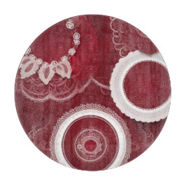 Tabla De Cortar Arte de IA Dark Red Floral