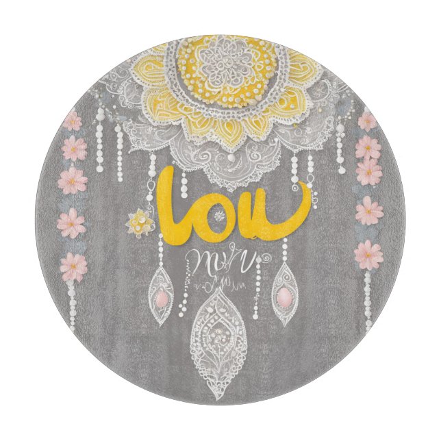 Tabla De Cortar Arte de IA Sunny Gray Lace (Anverso)