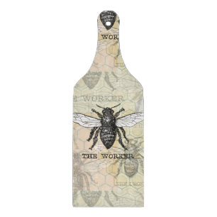 Tabla De Cortar Arte de ilustración vintage de abeja trabajadora