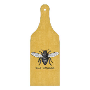 Tabla De Cortar Arte de ilustración vintage de abeja trabajadora