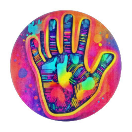 Tabla De Cortar Arte de impresión de cinco dedos y medio de neón c