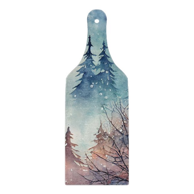 Tabla de cortar arte de invierno con acuarela (Anverso)